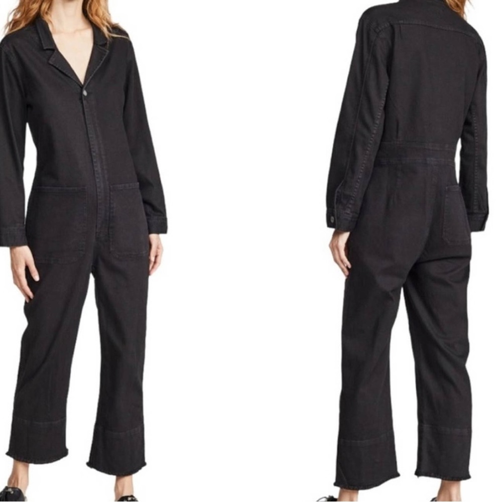 Black AYR denim boiler suit jumpsuit raw hem size M